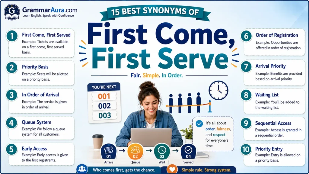 Best Synonyms of “First Come, First Serve”