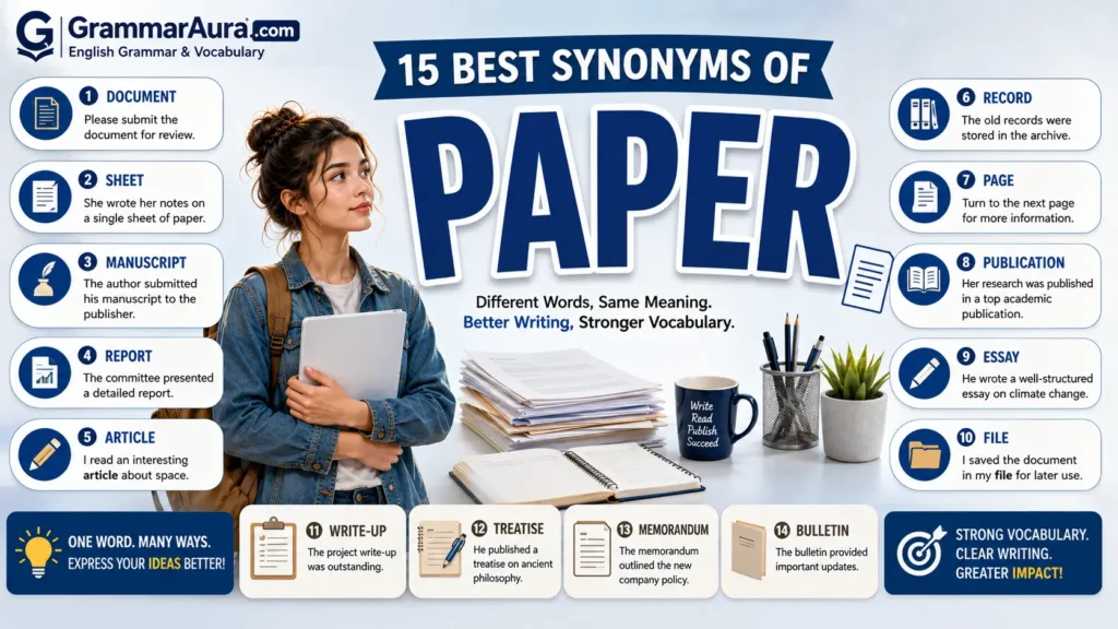 Best Synonyms of ‘Paper’