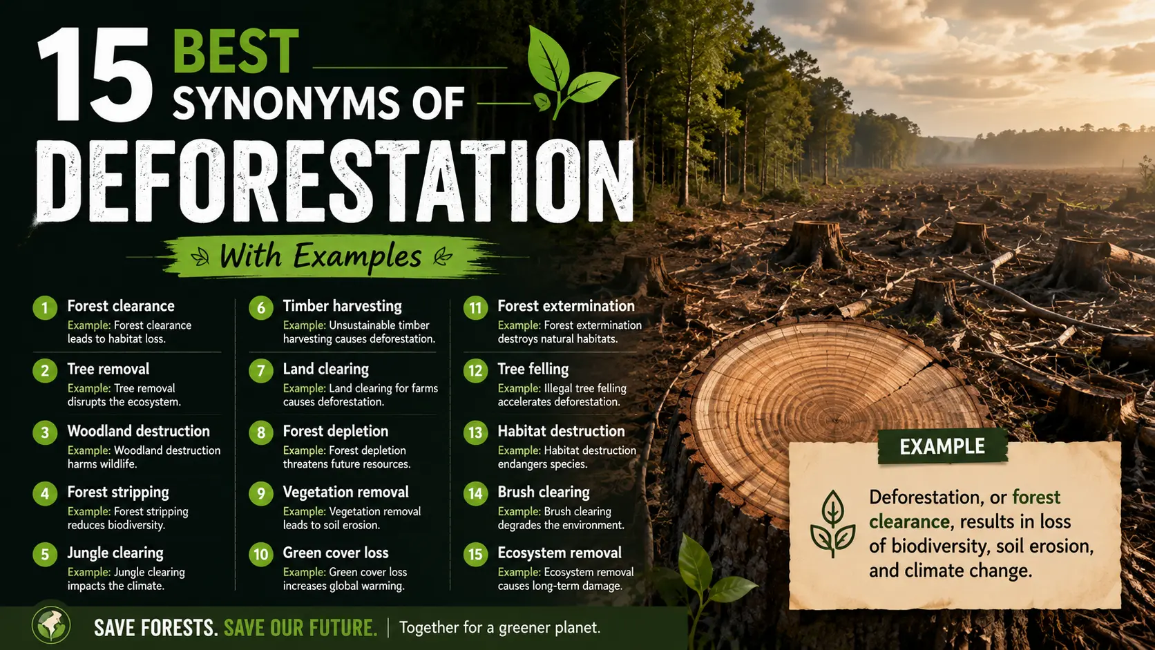 Best Synonyms of ‘Deforestation’