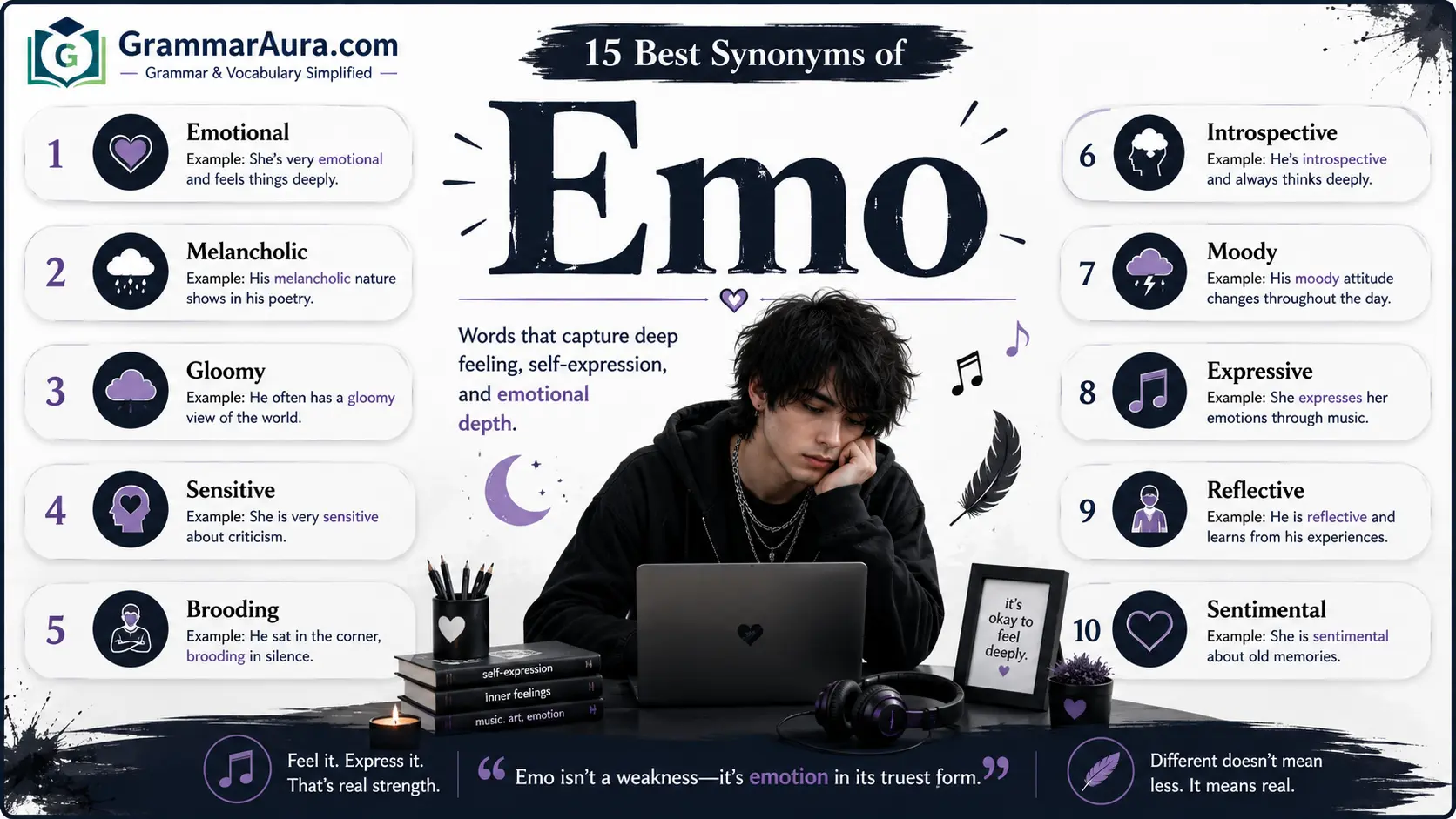 Best Synonyms of ‘Emo’