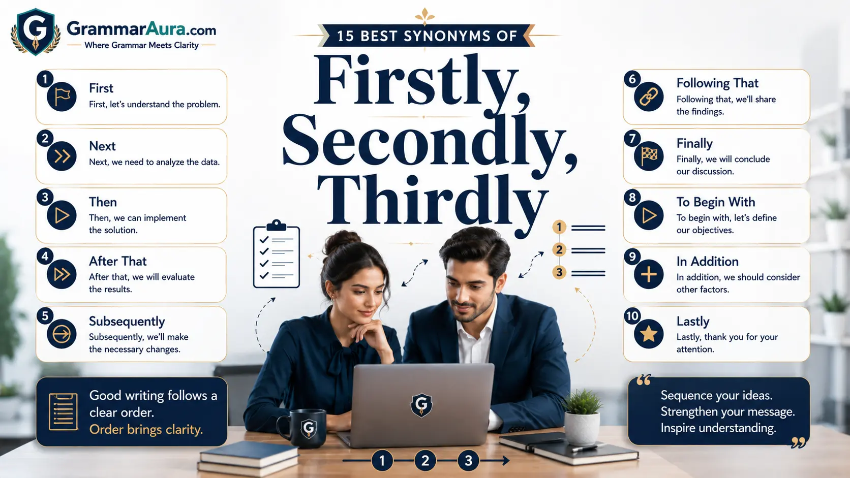 Best Synonyms of “Firstly, Secondly, Thirdly”