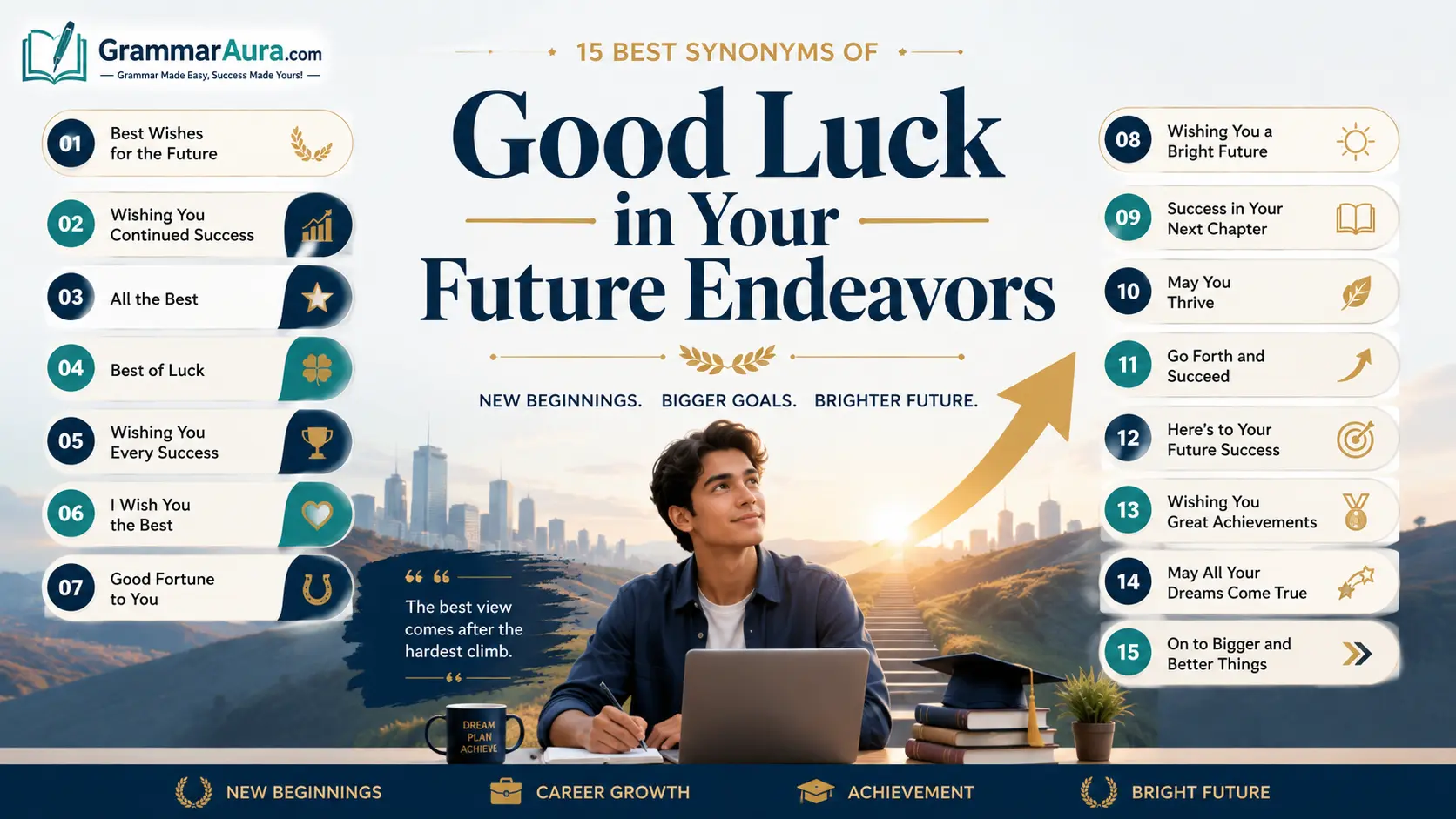 Best Synonyms of ‘Good Luck in Your Future Endeavors’