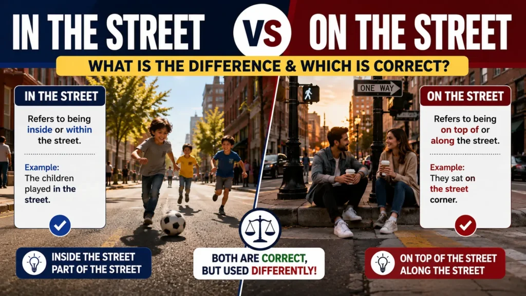 In The Street Vs On The Street: What Is the Difference & Which Is Correct?